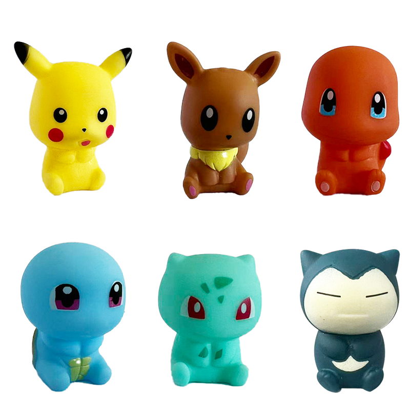Baby Products In Japan - 6 個ポケモンお風呂おもちゃピカチュウフシギダネヒトカゲゼニガメイーブイカビゴンきしむゴム人形ベビーシャワープレイフィギュアキッズギフト