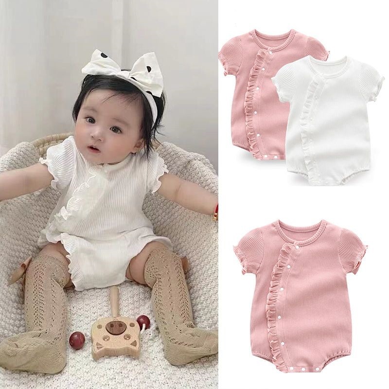 Baby Products Korean - ベビー＆幼児用レースジャンプスーツ 夏新作 韓国版 半袖ロンパース 女の子用 ベビーバッグ付き