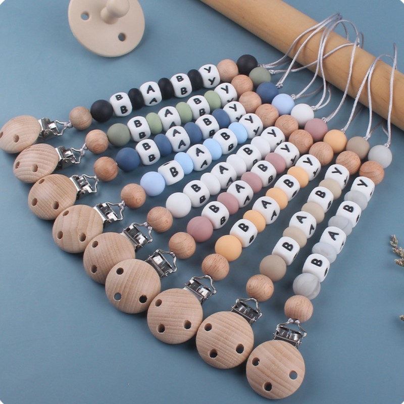 Baby Product - ダミーホルダークリップカスタマイズ名シリコンおしゃぶりチェーン赤ちゃん用歯固めニップルチェーンケア子供の誕生日シャワーギフト