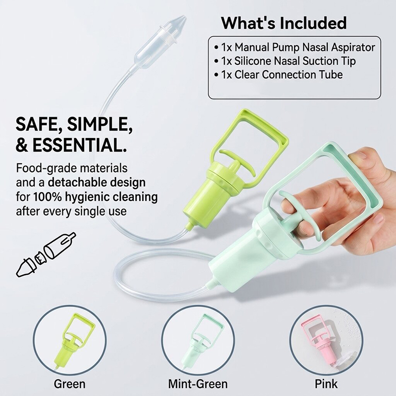Baby Nose Cleaner - 強力なハンドポンプ式ベビー鼻吸い器、安全で快適な新生児・幼児・子供用鼻水除去器