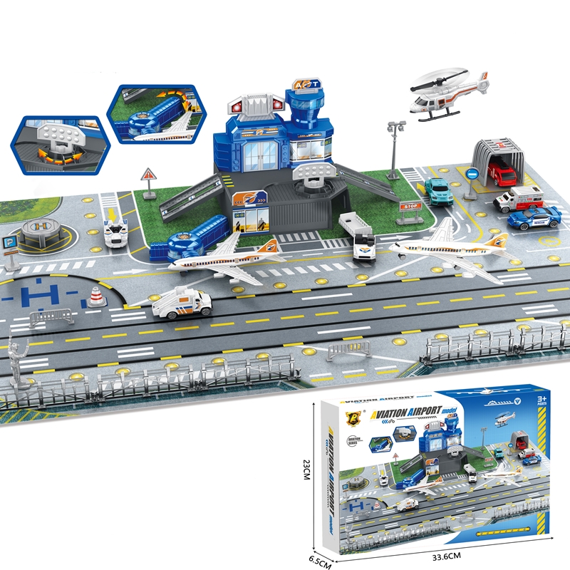 子供用空港シーンおもちゃセット、車、ヘリコプター、飛行機、タ - Play Mat のレビューと価格