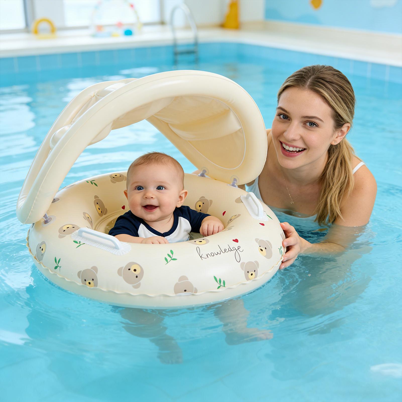 ベビー用浮き輪、取り外し可能なサンシェード付き、幼児用プール - Baby Swimming Floater のレビューと価格