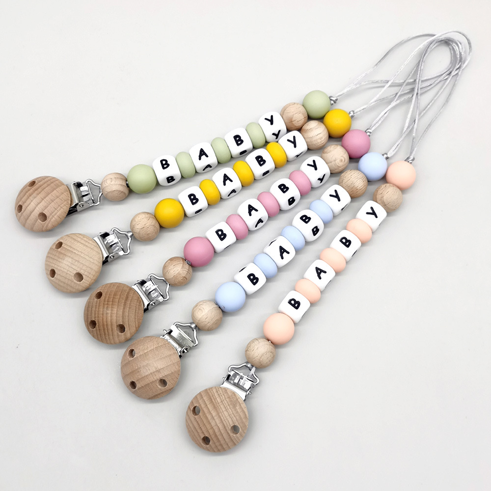 カスタムネームおしゃぶりクリップチェーンシリコンビーズおしゃ - Baby Product のレビューと価格