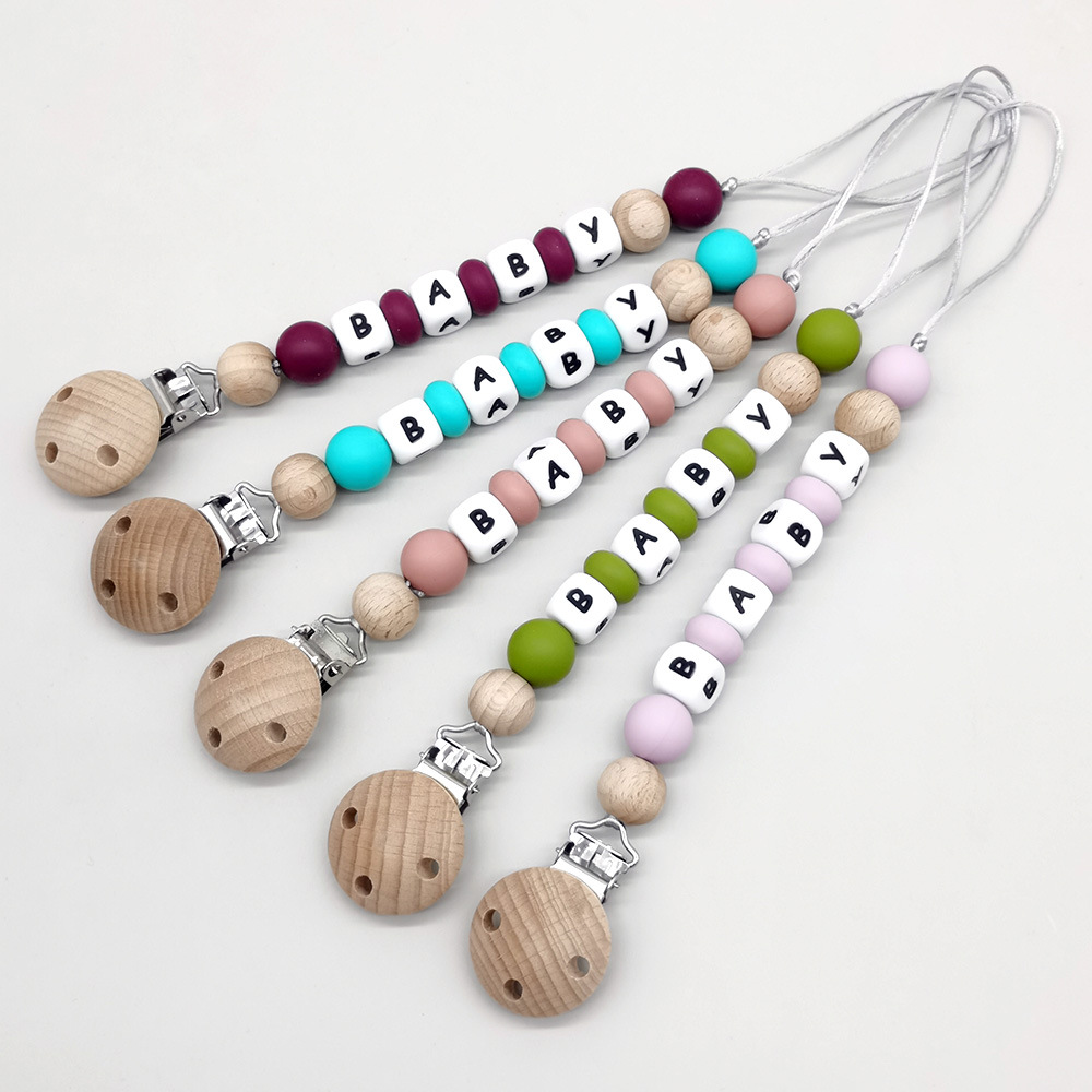 カスタムネームおしゃぶりクリップチェーンシリコンビーズおしゃ - Baby Product のレビューと価格