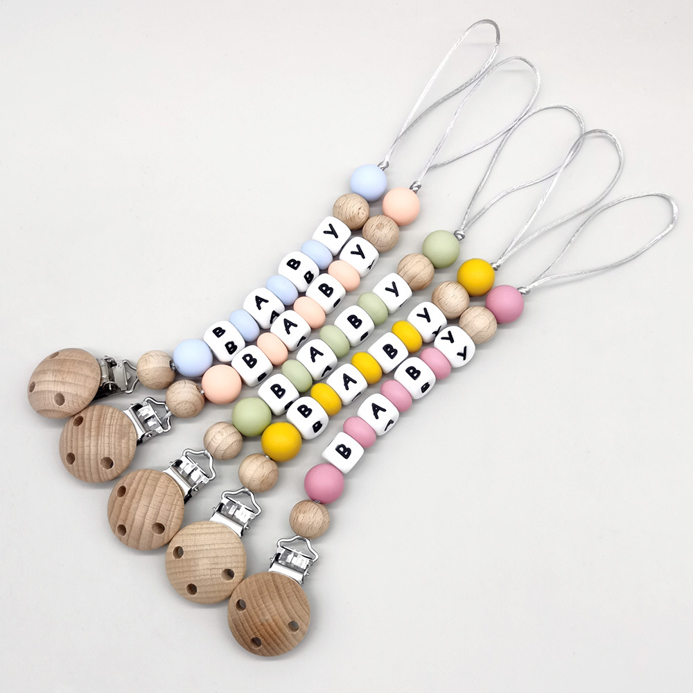 カスタムネームおしゃぶりクリップチェーンシリコンビーズおしゃ - Baby Product のレビューと価格