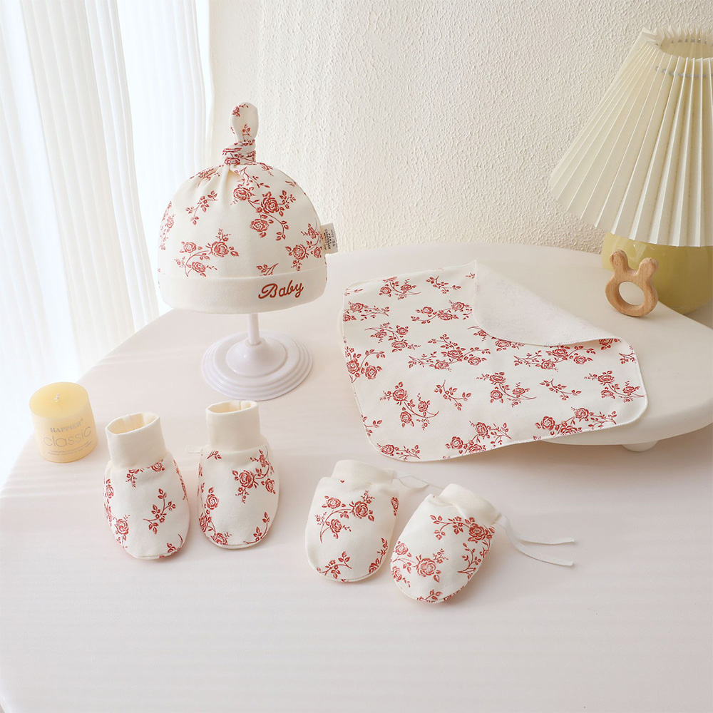 新生児の女の子＆男の子用帽子、手袋、靴下、ハンカチの4点セッ - Baby Products Korean のレビューと価格