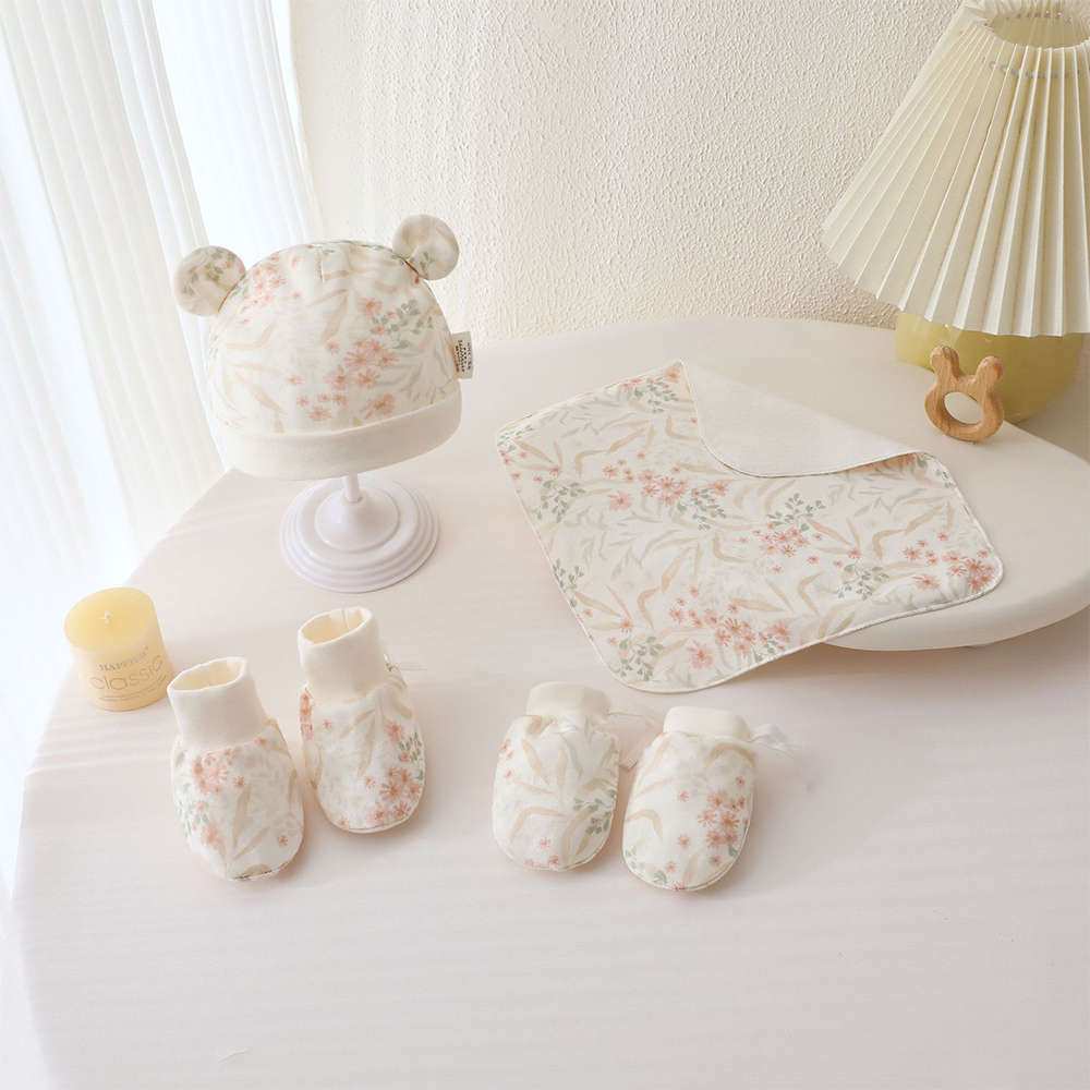 新生児の女の子＆男の子用帽子、手袋、靴下、ハンカチの4点セッ - Baby Products Korean のレビューと価格